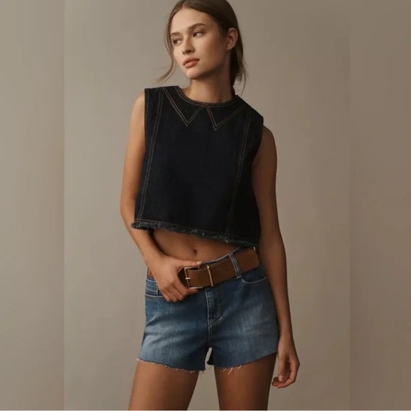 Anthropologie Pilcro Mid Rise Micro Cutoff Denim Shorts SZ 29 - Picture 6 of 16